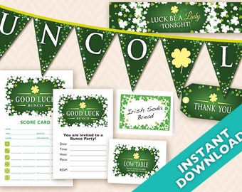 St. Patrick's Day Deluxe Bunco Set, Printable DIY Irish Bunco Set