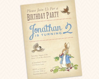 Peter Rabbit Birthday Party Invitation
