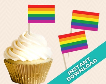 Regenbogen Flagge 12 Essbare erhebe dich Kuchen Toppers Dekoration Lesbisch CSD LGBT Regenbogen Flagge 12 Essbare erhebe dich Kuchen Toppers Dekoration Lesbisch CSD LGBT