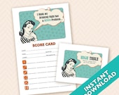 Retro Housewife Bunco Scorecard and Table Marker Set