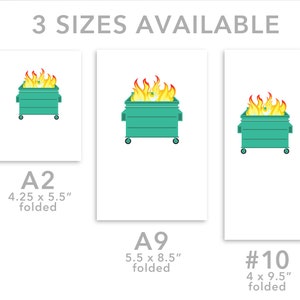 Print at Home Dumpster Fire Blank Notecard 3 sizes to choose from image 4