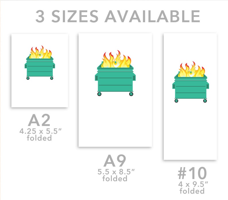 Print at Home Dumpster Fire Blank Notecard 3 sizes to choose from image 4