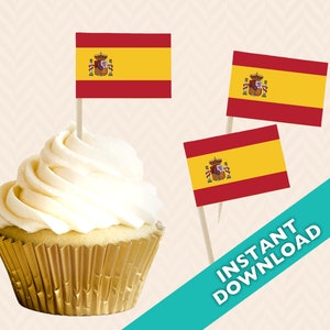 Décoration de fête cure-dents drapeau espagnol - thème fête Espagne