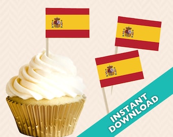 Decorazione per feste con stuzzicadenti con bandiera spagnola - Tema della festa della Spagna