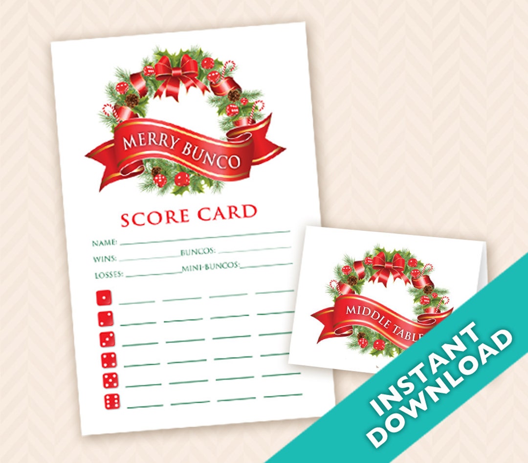 christmas-bunco-scorecard-and-table-marker-set-a-k-a-bunko-score-card-score-sheet-etsy
