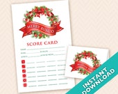 Christmas Bunco Scorecard and Table Marker Set (a.k.a. Bunko, score card, score sheet)