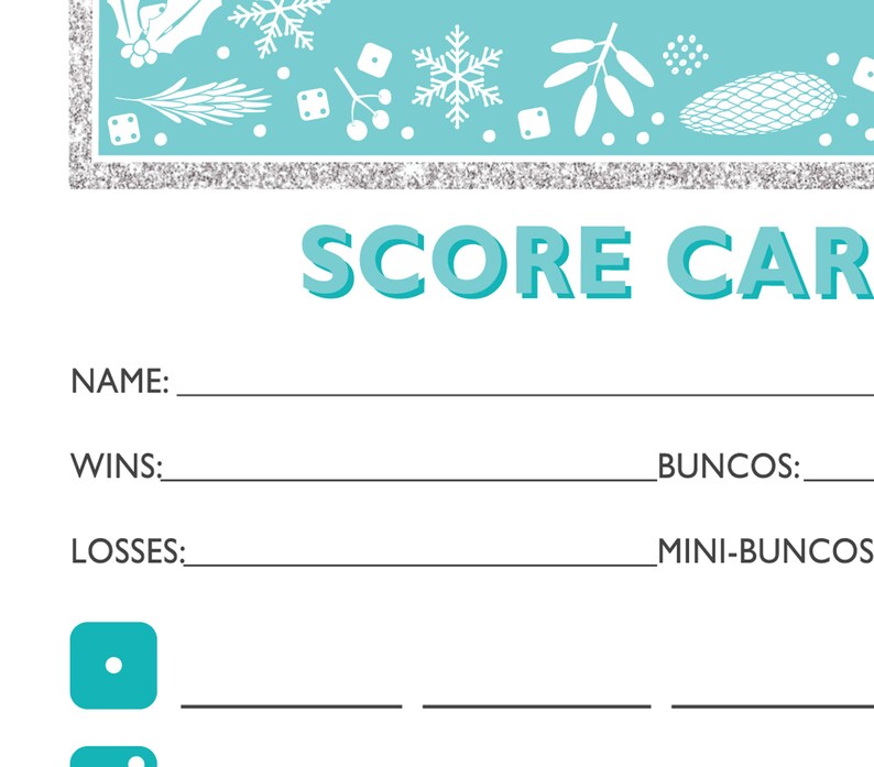 Winter Wonderland Bunco Theme Scorecard and Table Marker Set image 4