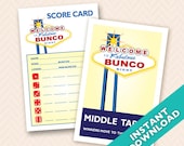 Las Vegas Bunco Theme Scorecard and Table Marker Set