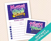 Mardi Gras Bunco Theme Scorecard and Table Marker Set
