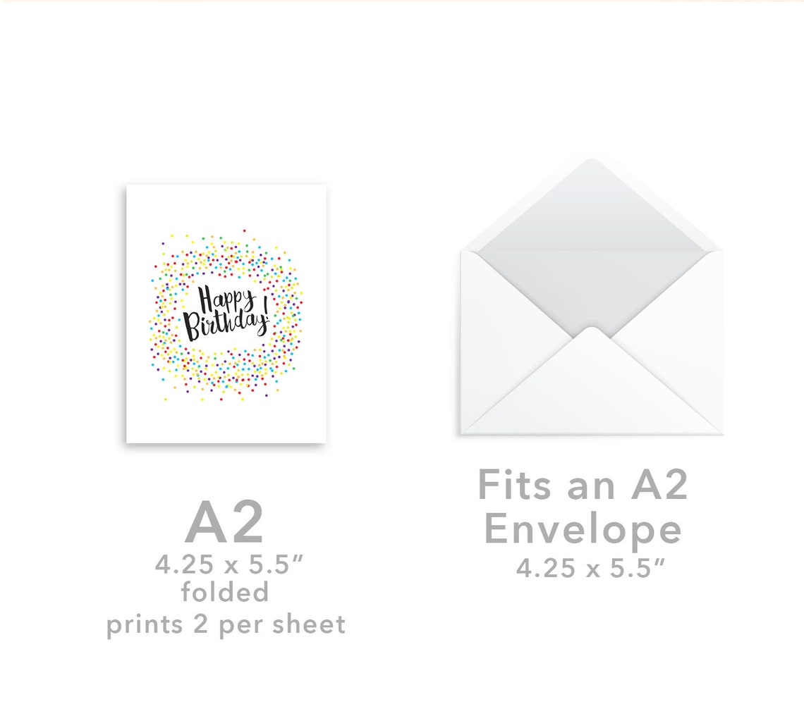 Printable Happy Birthday Confetti Card Get All 3 Sizes - Etsy