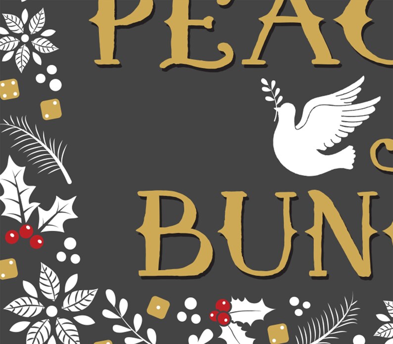 Peace Joy & Bunco Christmas Theme Bunco Scorecard, Table Marker Tally Sheet Set image 3