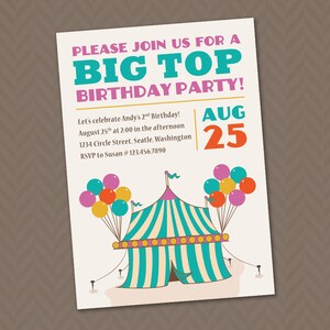 Big Top Birthday Invitation - DIY printable circus theme party invitation
