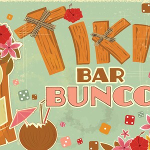 Tiki Bar Bunco Carte de pointage à thème et ensemble de marqueurs de table image 5