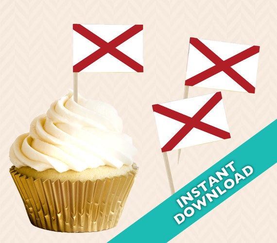 Alabama State Flag Cupcake Topper Alabama Party Decoration Etsy
