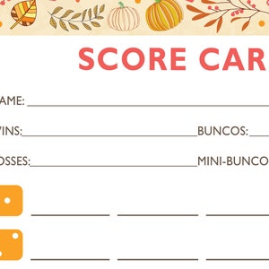 Pumpkin Spice Bunco Theme Scorecard and Table Marker Set image 4