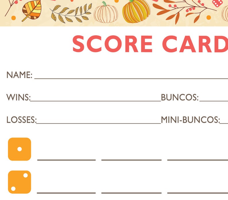 Pumpkin Spice Bunco Theme Scorecard and Table Marker Set image 4