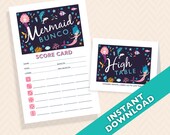 Mermaid  Bunco Theme Scorecard and Table Marker Set