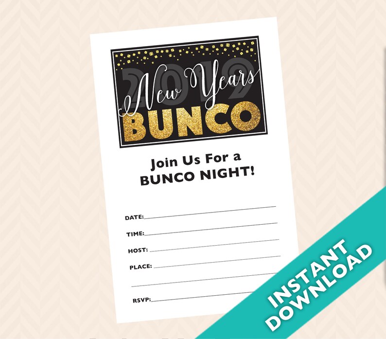 Printable New Years Bunco Invitation 2019 New Years Bunco Etsy