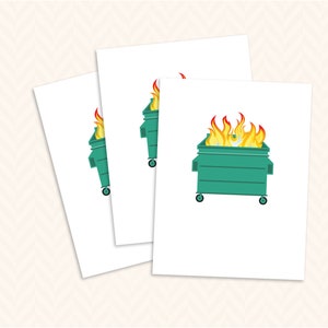 Print at Home Dumpster Fire Blank Notecard 3 sizes to choose from image 8