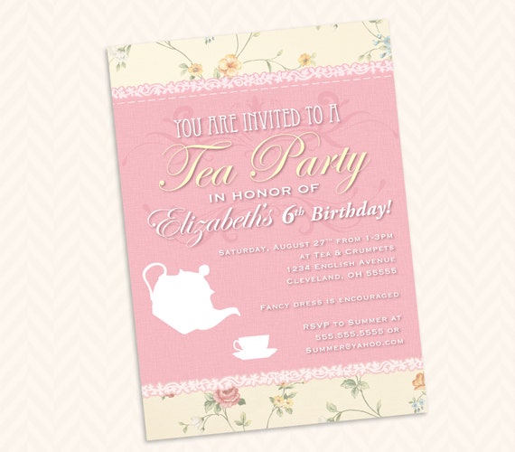 tea party birthday invitation english tea party design english tea party invitations
