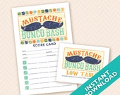 Mustache Bunco Bash Bunco Theme Scorecard and Table Marker Set