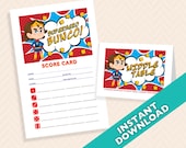 Superhero Bunco Theme Scorecard and Table Marker Set