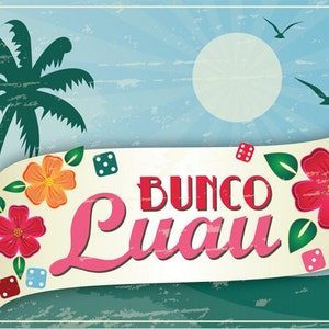 Hawaiian Luau Bunco Theme Scorecard and Table Marker Set image 2