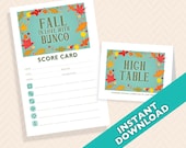 Fall in Love with Bunco Theme Scorecard and Table Marker Set