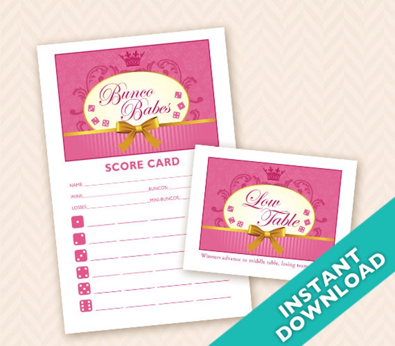 Bunco Babes Theme Scorecard and Table Marker Set image 1