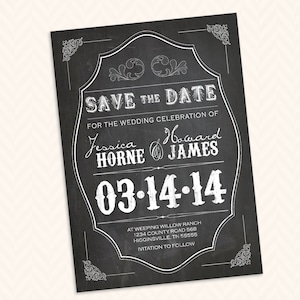 Vintage Tafel Save the Date - Tafel Einladung Design (gut für Karte, Postkarte oder Magnet)