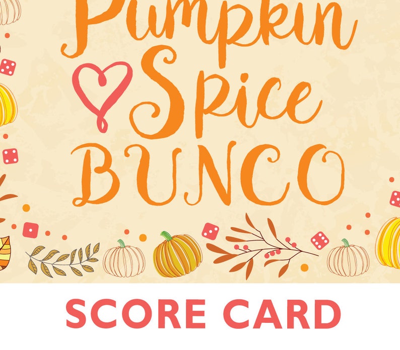 Pumpkin Spice Bunco Theme Scorecard and Table Marker Set image 3