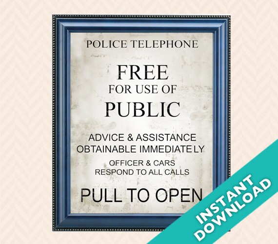 Printable Doctor Who Tardis Art Instant Download Tardis Door Sign