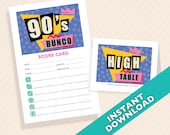 90's  Bunco Theme Scorecard and Table Marker Set
