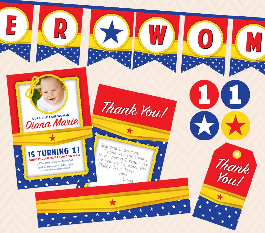 Wonder Woman First Birthday Printable Party Set - Etsy