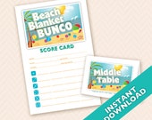 Beach Blanket Bunco Theme Scorecard and Table Marker Set