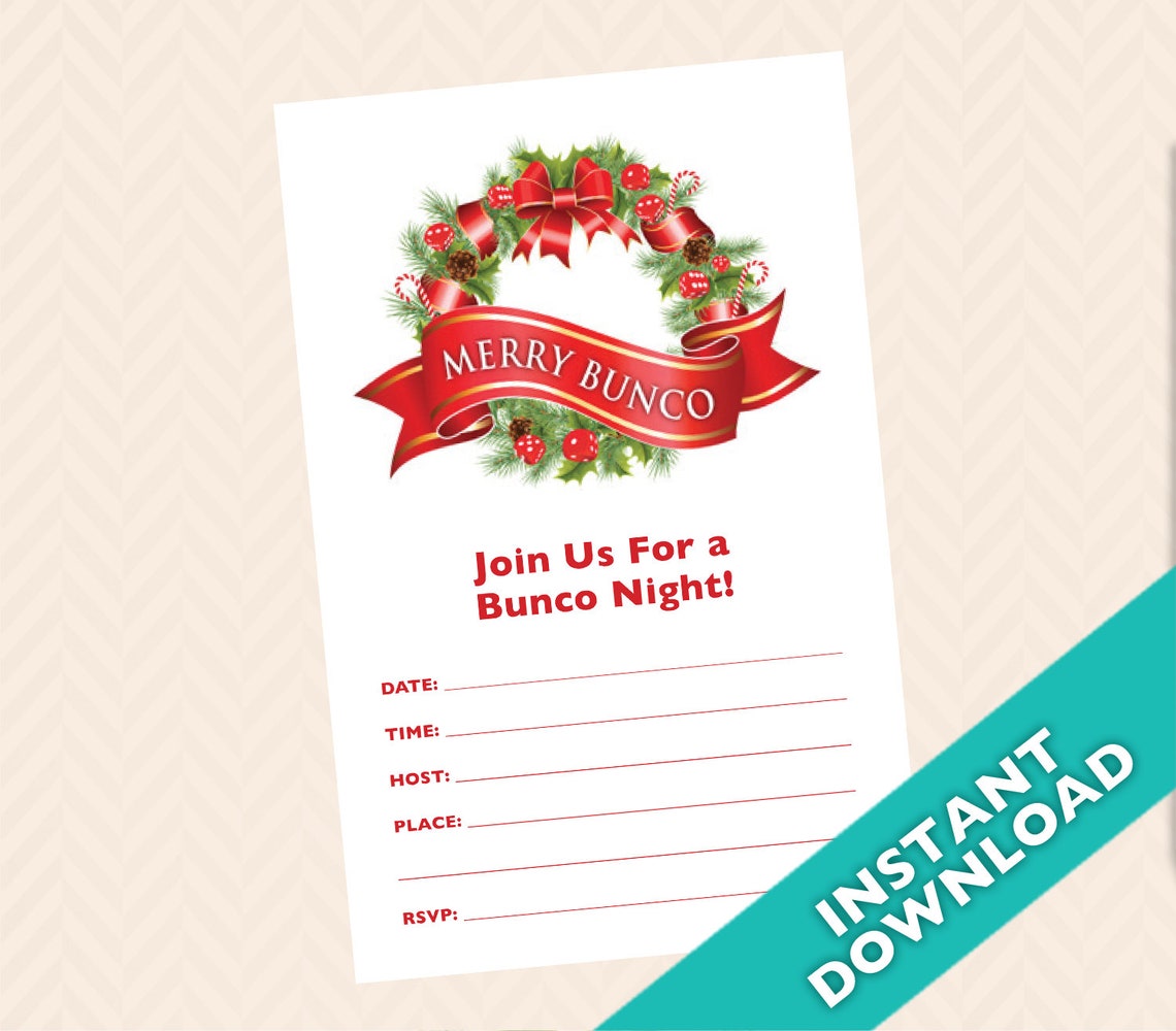 Downloadable Christmas Bunco Invitation Merry Bunco a.k.a. | Etsy