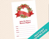 Downloadable Christmas Bunco Invitation - Merry Bunco (a.k.a. Bunko, score card, score sheet)