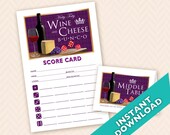 Wine and CheeseBunco Theme Scorecard and Table Marker Set