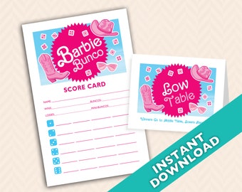 Barbie Movie Bunco Game Set: Scorecards & Table Markers (Printable)