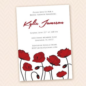 Red Poppy Bridal Shower Invitation