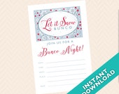 Let it Snow Bunco Invitation, Winter Bunco Theme (a.k.a. Bunko, score card, score sheet)