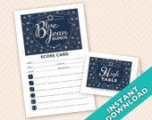 Blue Jean Bunco Theme Scorecard and Table Marker Set
