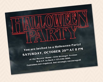 Stranger Things inspired Halloween Party Invitation - 80s party.