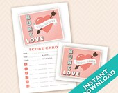 Valentines DayBunco Theme Scorecard and Table Marker Set