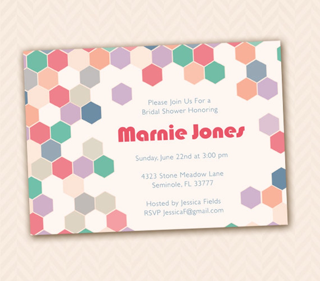 Printable DIY Geometric Honeycomb Pattern Wedding Shower, Birthday, Etc ...