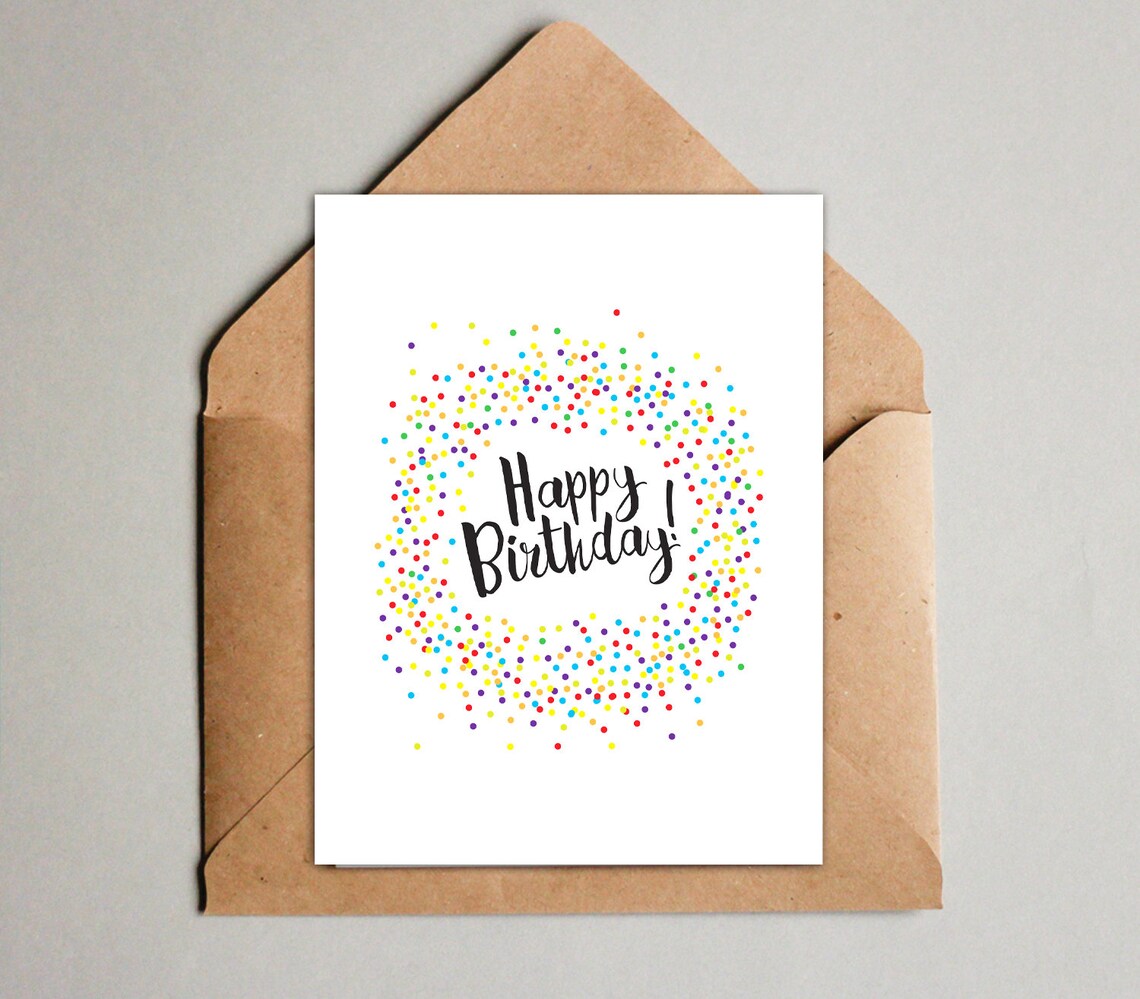 Printable Happy Birthday Confetti Card Get All 3 Sizes - Etsy