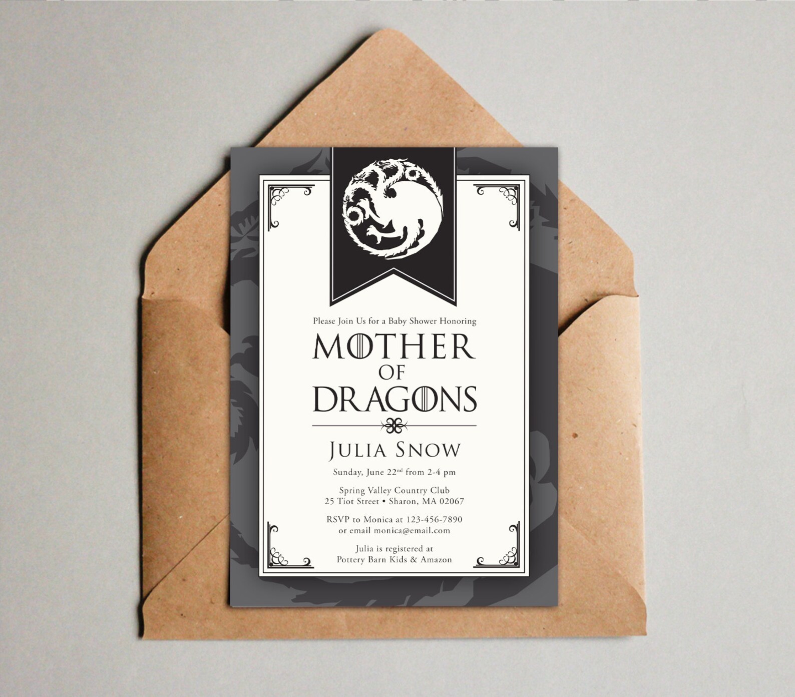Mother of Dragons Baby Shower Invitation Printable Game of Etsy