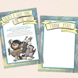 Donde las cosas salvajes son invitación y gracias Nota Diseño