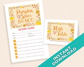 Pumpkin Spice Bunco Theme Scorecard and Table Marker Set