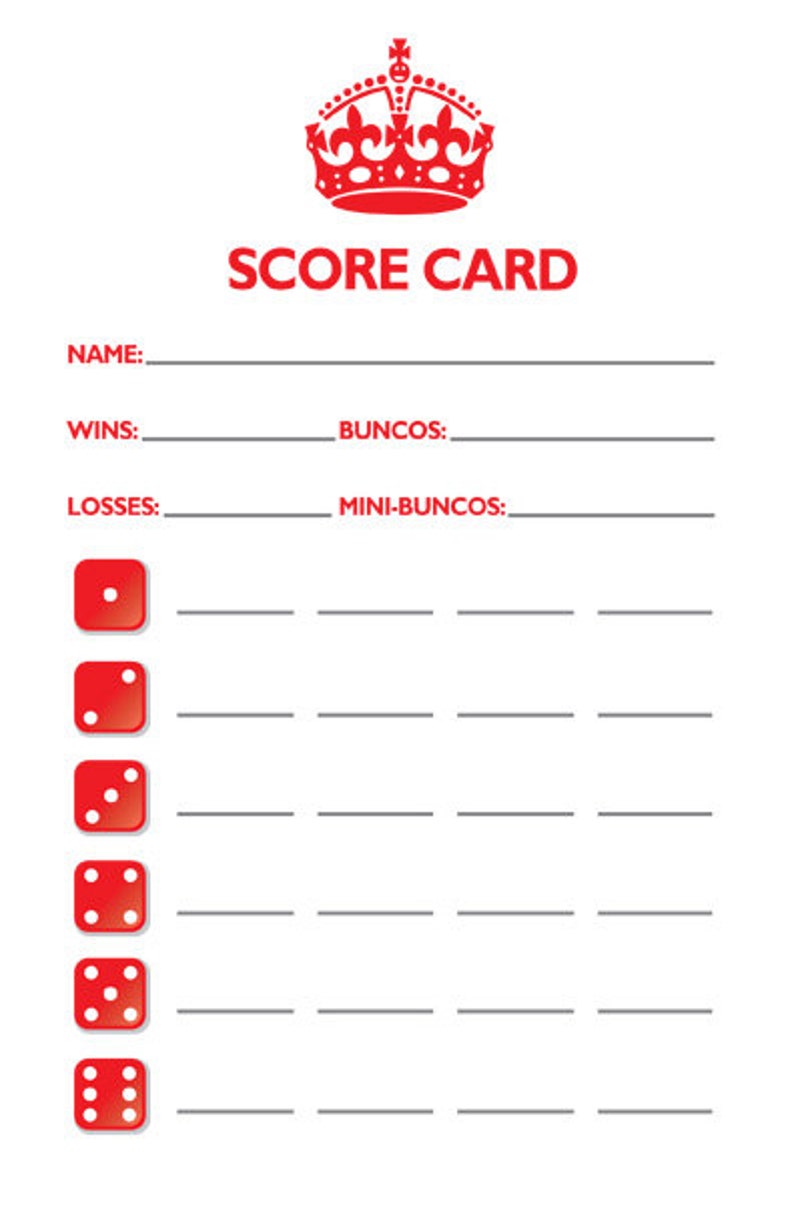 Keep Calm and Play Bunco Theme Scorecard and Table Marker Set image 2